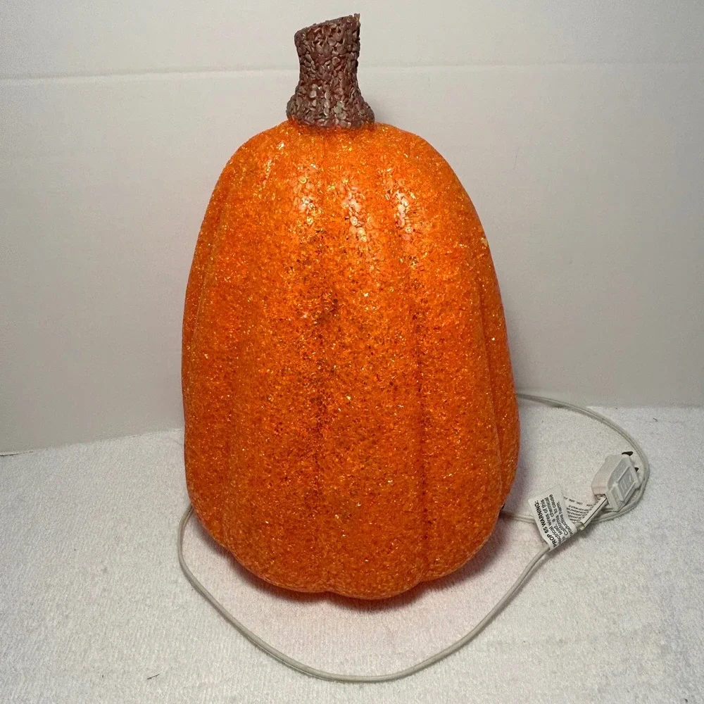 Vintage Kmart Halloween Melted Plastic Popcorn Pumpkin Jack-O-Lantern Light 12